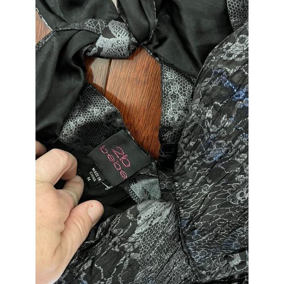 Bebe 2B fitted sexy women silver and black fitted bodycon sleeveless dress sz M - Picture 6 of 6